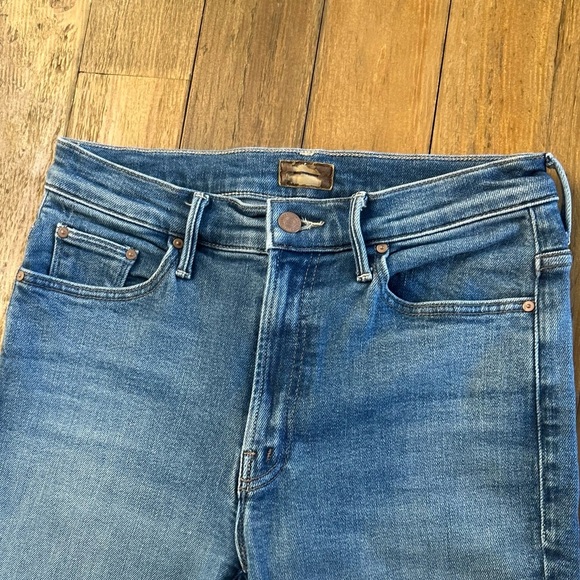 MOTHER  The Insider Crop Step Fray Light Blue Flare Jeans for Women - Picture 6 of 15